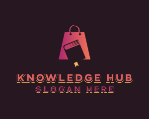 Online Shopping - Book Library Shopping Bag logo design