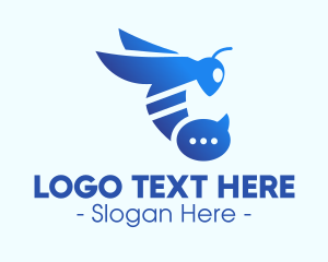 Hornet - Blue Wasp Stinger logo design