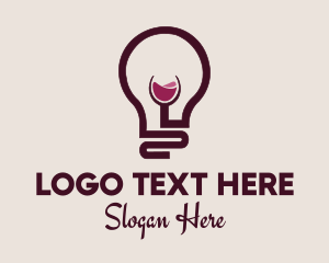 Wine Bar - Wine Lightbulb Glass logo design