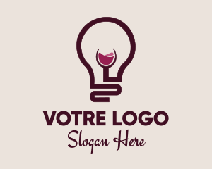 Red Wine - Wine Lightbulb Glass logo design