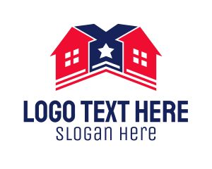 American - Star House Builder logo design