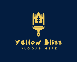 Yellow Crown Paint Brush logo design