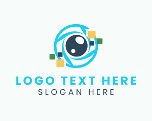 Photo Studio - Digital Pixel Lens logo design