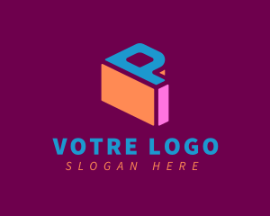 3d - Colorful Block Letter P logo design