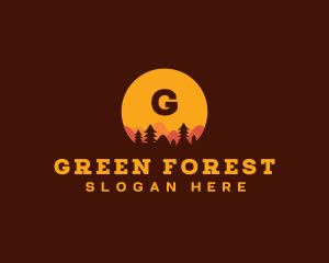 Sunset Forest Silhouette logo design