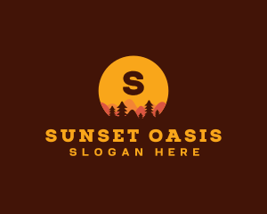 Sunset Forest Silhouette logo design