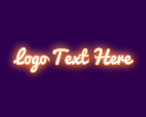 Vegas - Orange Neon Sign logo design