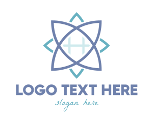 Decorative - Blue Grid Lotus logo design