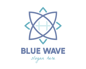 Blue Grid Lotus logo design