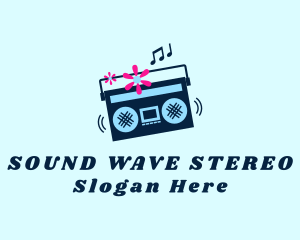 Stereo - Flower Boombox Radio logo design