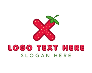 Strawberry - Berry Fruit Letter X logo design