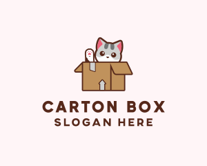 Carton - Pet Cat Box logo design