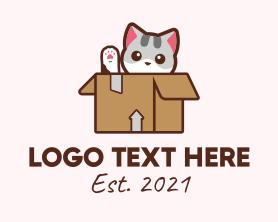 Carton - Cat Box Mascot logo design