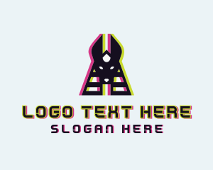 Queer - Glitch Pyramid Anubis logo design