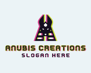 Glitch Pyramid Anubis logo design