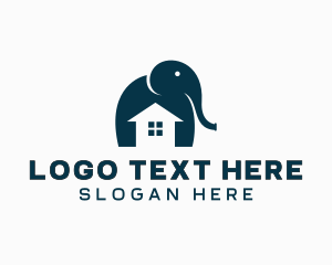 Silhouette - Elephant Animal Home logo design