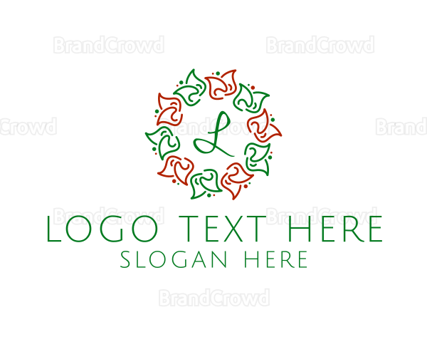 Christmas Flowers Garland Holiday Logo