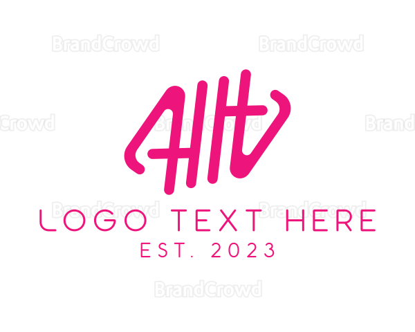 Pink Glamour Letter HH Monogram Logo