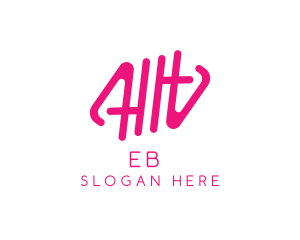 Pink Glamour Letter HH Monogram Logo