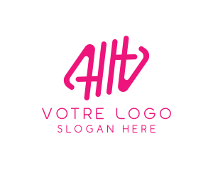 Pink Glamour Letter HH Monogram Logo