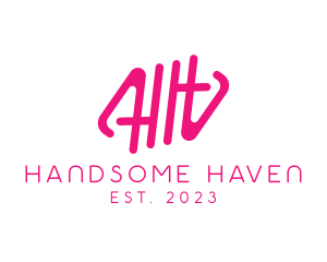 Pink Glamour Letter HH Monogram logo design