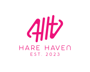 Pink Glamour Letter HH Monogram logo design