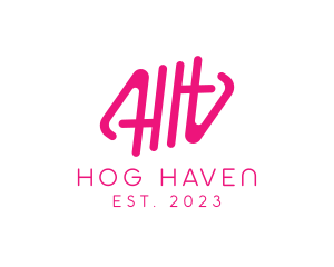 Pink Glamour Letter HH Monogram logo design