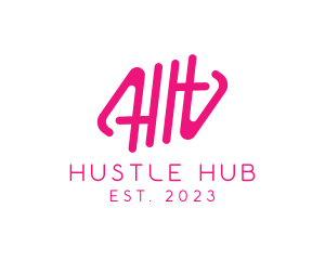 Pink Glamour Letter HH Monogram logo design