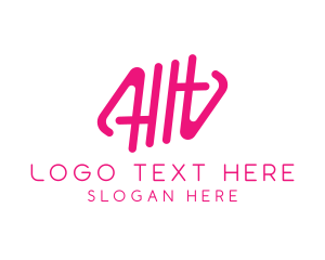 Pink Glamour Letter HH Monogram Logo