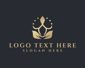 Healthy - Leaf Crown Yoga Wellness logo design