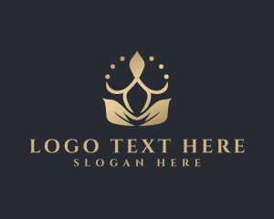 Lotus - Leaf Crown Yoga Wellness logo design