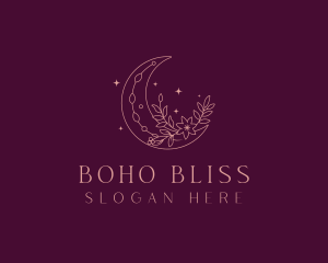 Floral Bohemian Moon logo design