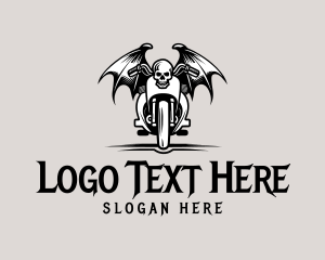 Mechanic - Motorbike Bat Wings Skull logo design