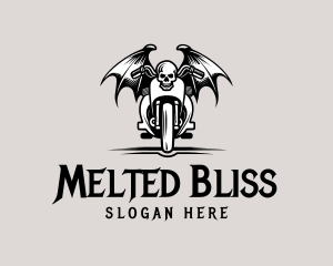 Motorbike Bat Wings Skull Logo