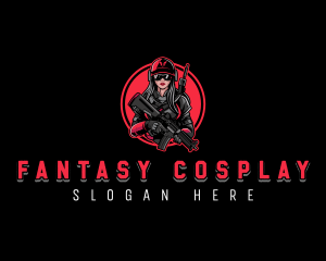 Cosplay - Girl Soldier Military logo design