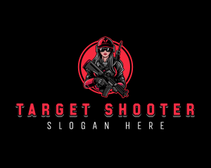 Shooter - Girl Soldier Military logo design