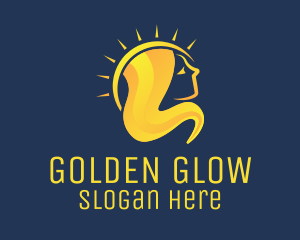 Golden Woman Sun logo design