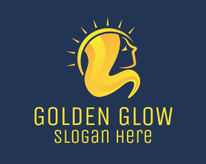 Tan - Golden Woman Sun logo design