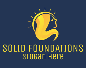 Solar - Golden Woman Sun logo design
