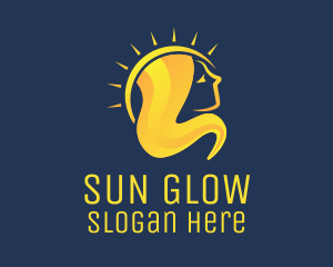 Golden Woman Sun logo design