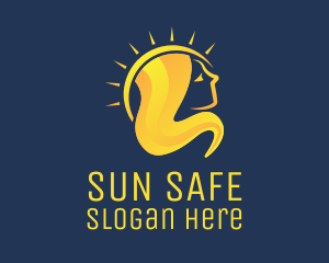 Sunblock - Golden Woman Sun logo design