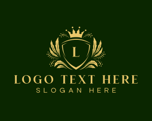 Leaves - Floral Luxury Crown logo design