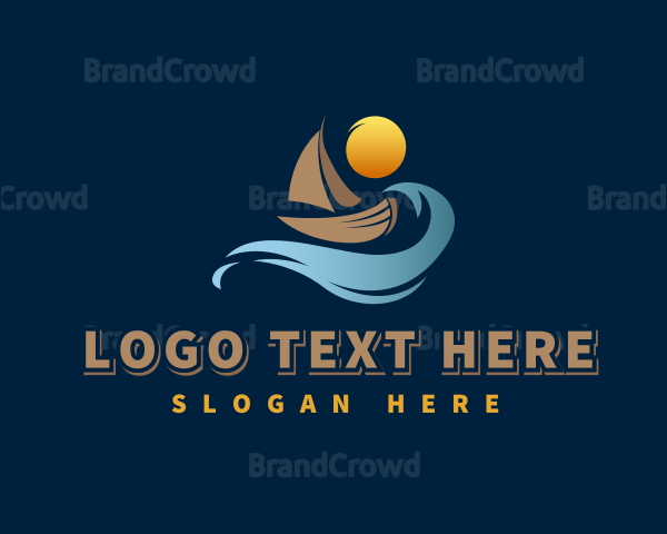 Ocean Wave Boat Logo