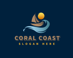 Ocean Wave Boat logo design