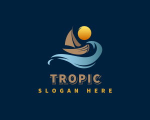 Ocean Wave Boat logo design