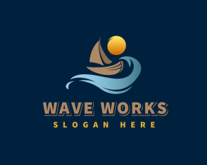 Ocean Wave Boat logo design