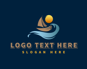 Tree - Ocean Wave Boat logo design