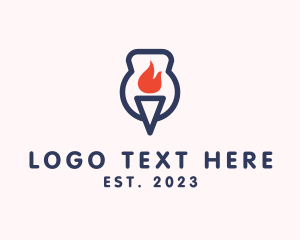 Heat - Fire Flame Torch logo design