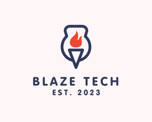 Fire Flame Torch  logo design