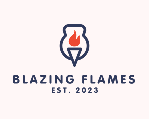 Fire Flame Torch  logo design